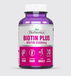Biotin Plus 30S hair growth and hair fall supplement bottle