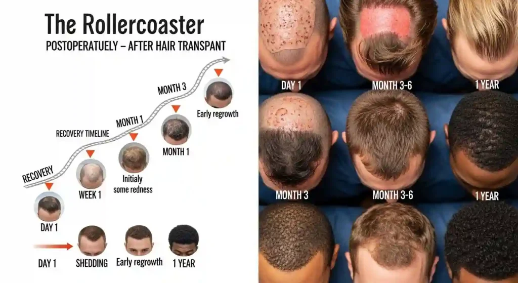 Your Recovery Timeline The Rollercoaster  hair transplantation post operative care